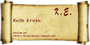 Kolb Ervin névjegykártya